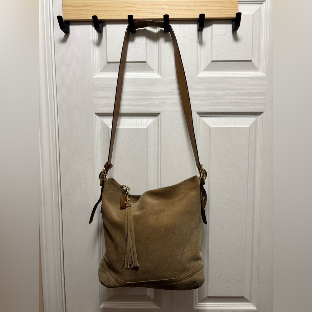 Coach VINTAGE Y2K D06S-1418 Legacy Tan Suede Shoulder/Crossbody Bag VGUC - Picture 2 of 11